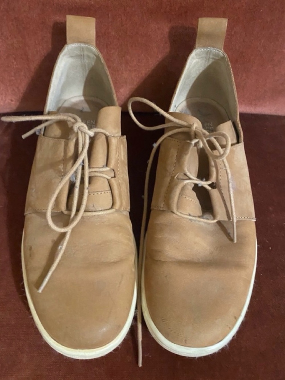 Eileen Fisher tan Nubuck suede lace up sneakers lace up shoes
